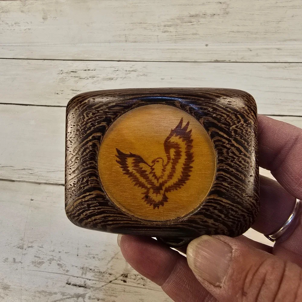 Vintage‎ Handcrafted Wood Eagle Inlay Belt Buckle Brown Brass Tone Western